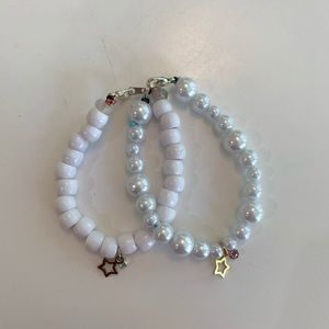 White Beaded Star Charm Bracelets
